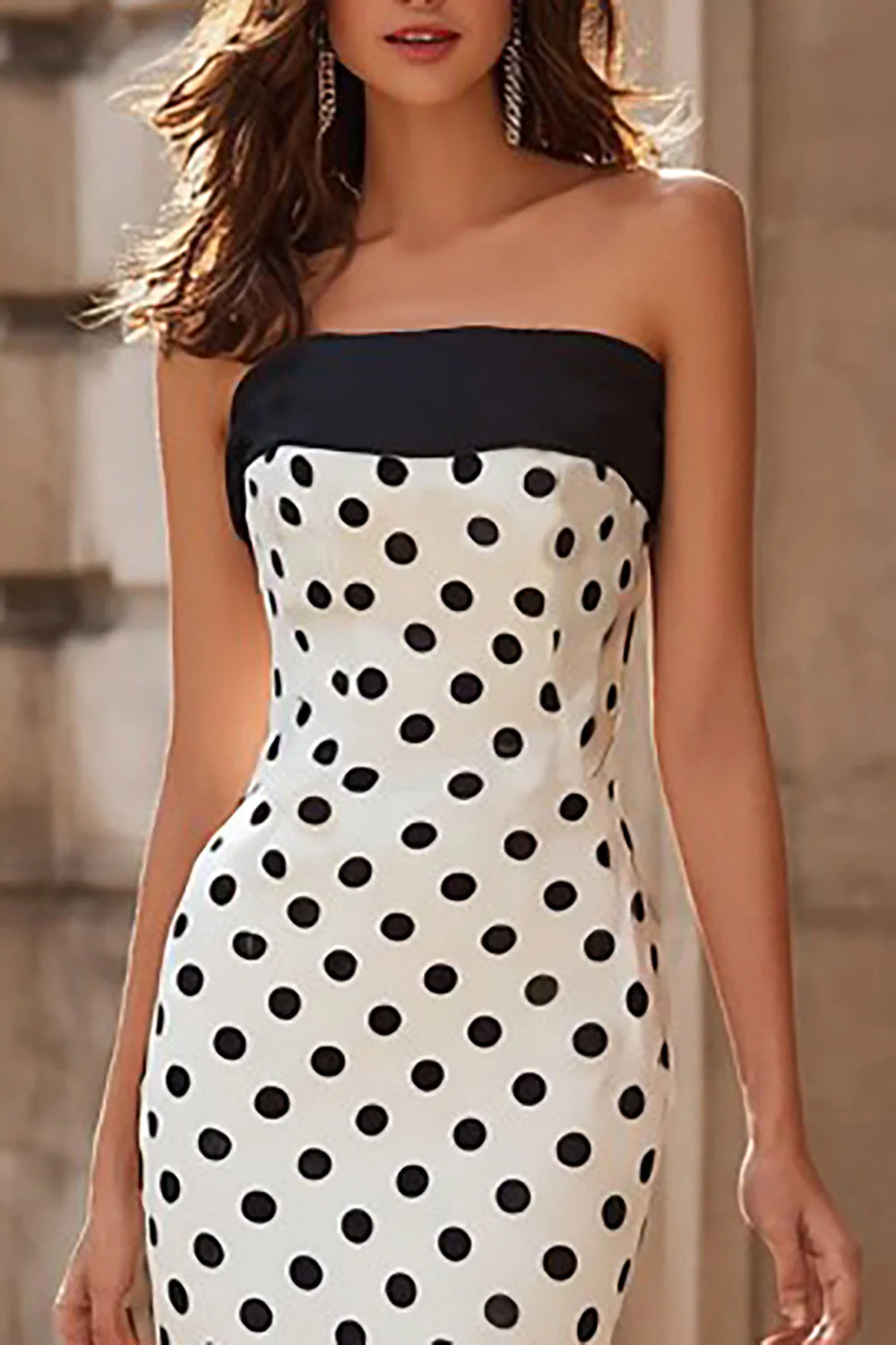Robe de bal longue de bal blanche blanche à pois - Image 3