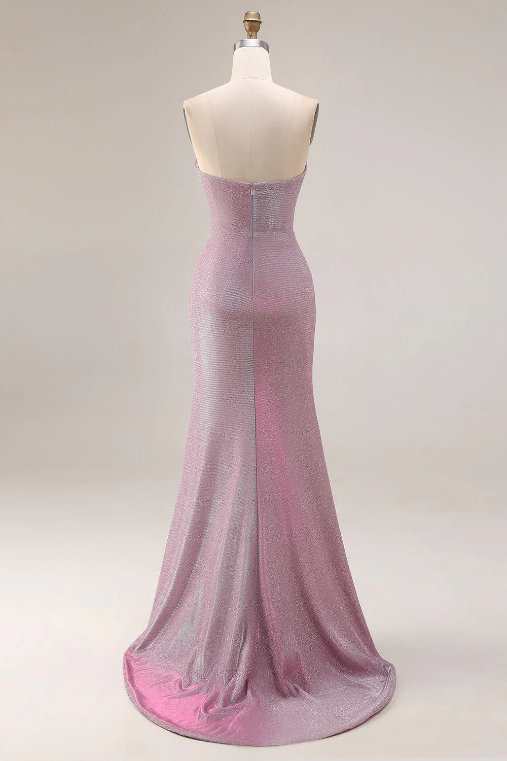 Robe de bal longue de bal sans bretelles prune, sirène poussiéreuse et fente - Image 2