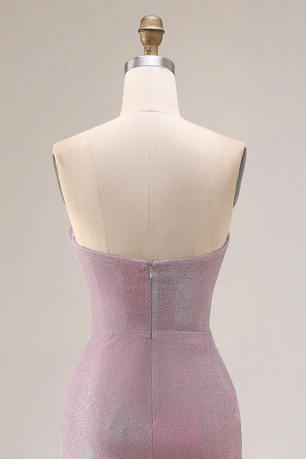 Robe de bal longue de bal sans bretelles prune, sirène poussiéreuse et fente - Image 5