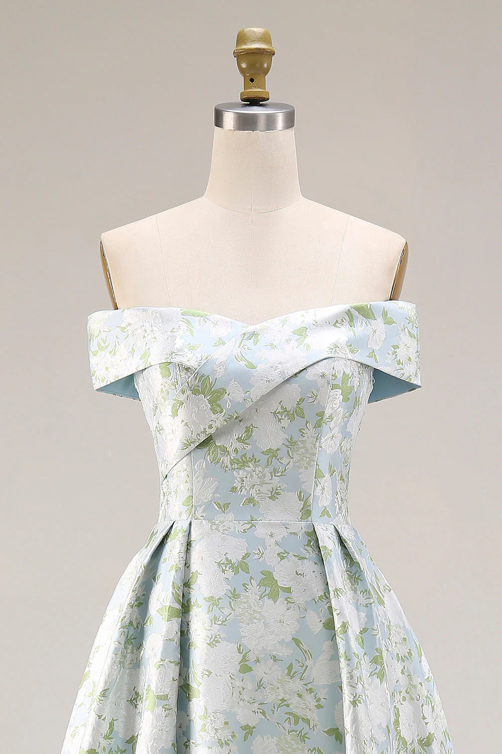 Robe de bal longue en satin à motif A-line dénudé épaule décalée et fente - Image 5