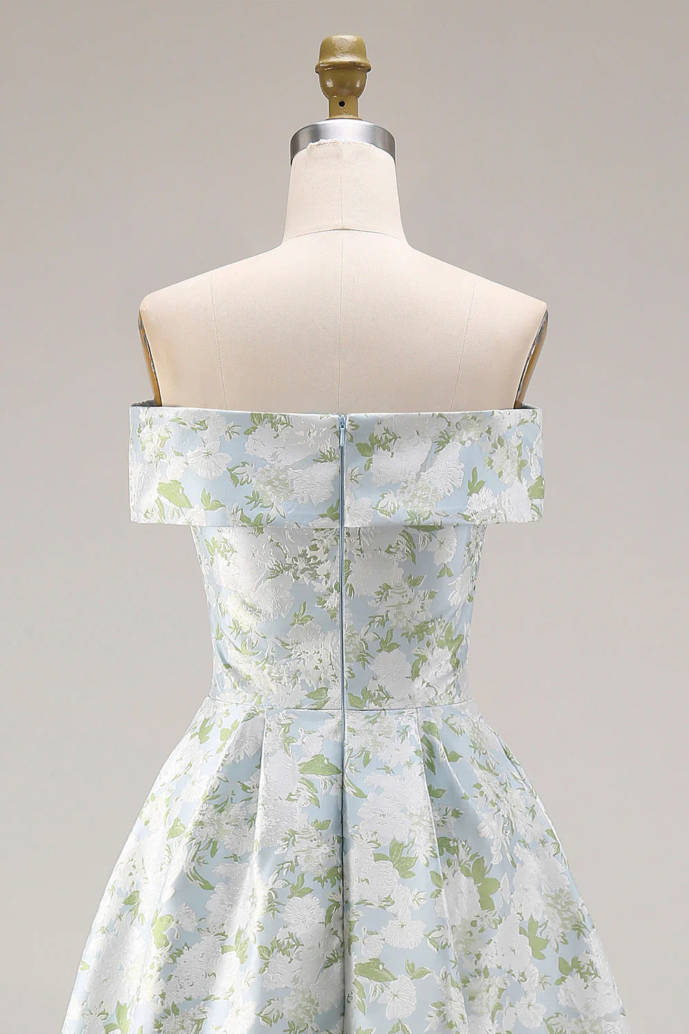 Robe de bal longue en satin à motif A-line dénudé épaule décalée et fente - Image 6
