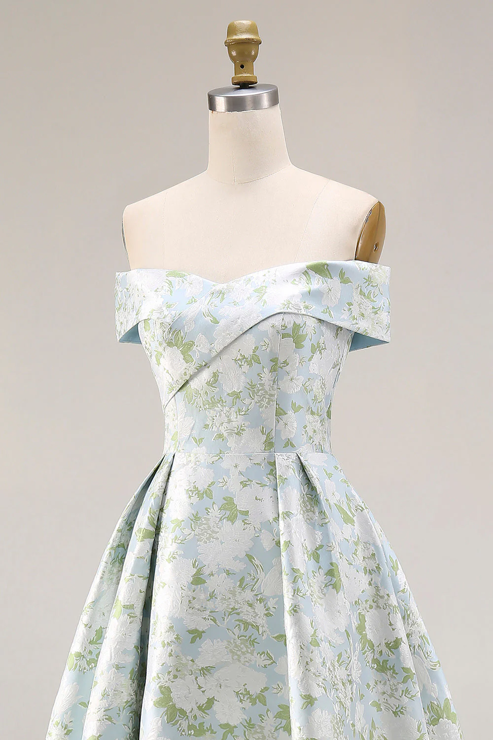 Robe de bal longue en satin à motif A-line dénudé épaule décalée et fente - Image 7