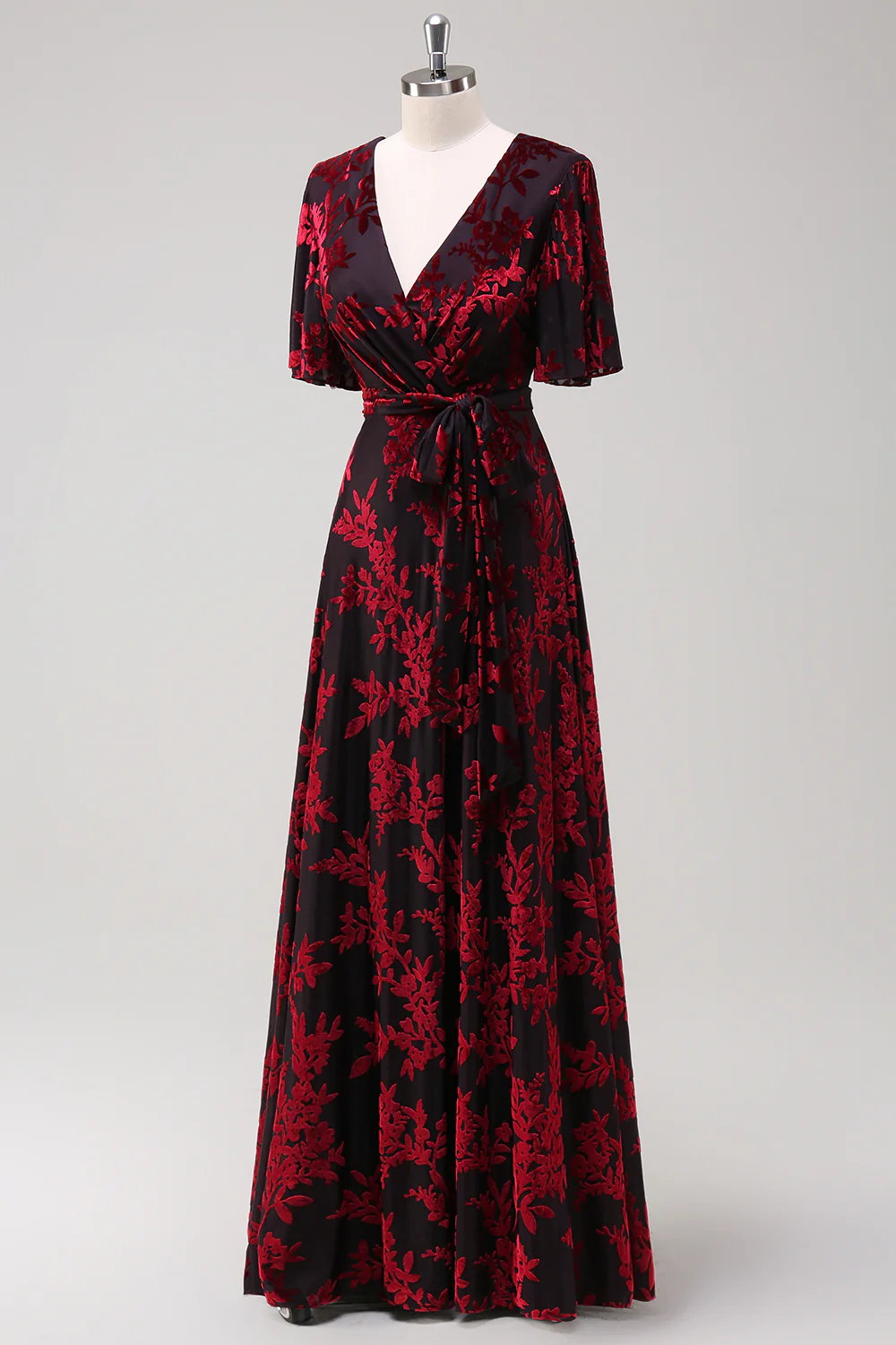 Burnout Velvet Vert foncé Robe de mère de mariée - Image 12