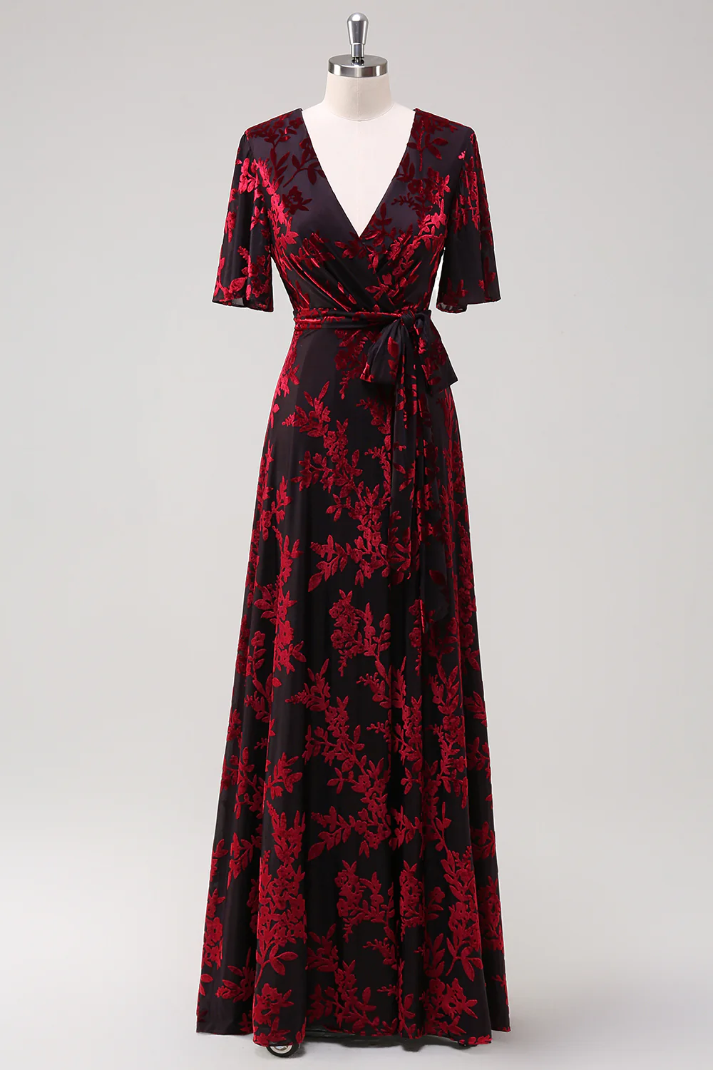 Burnout Velvet Vert foncé Robe de mère de mariée - Image 10