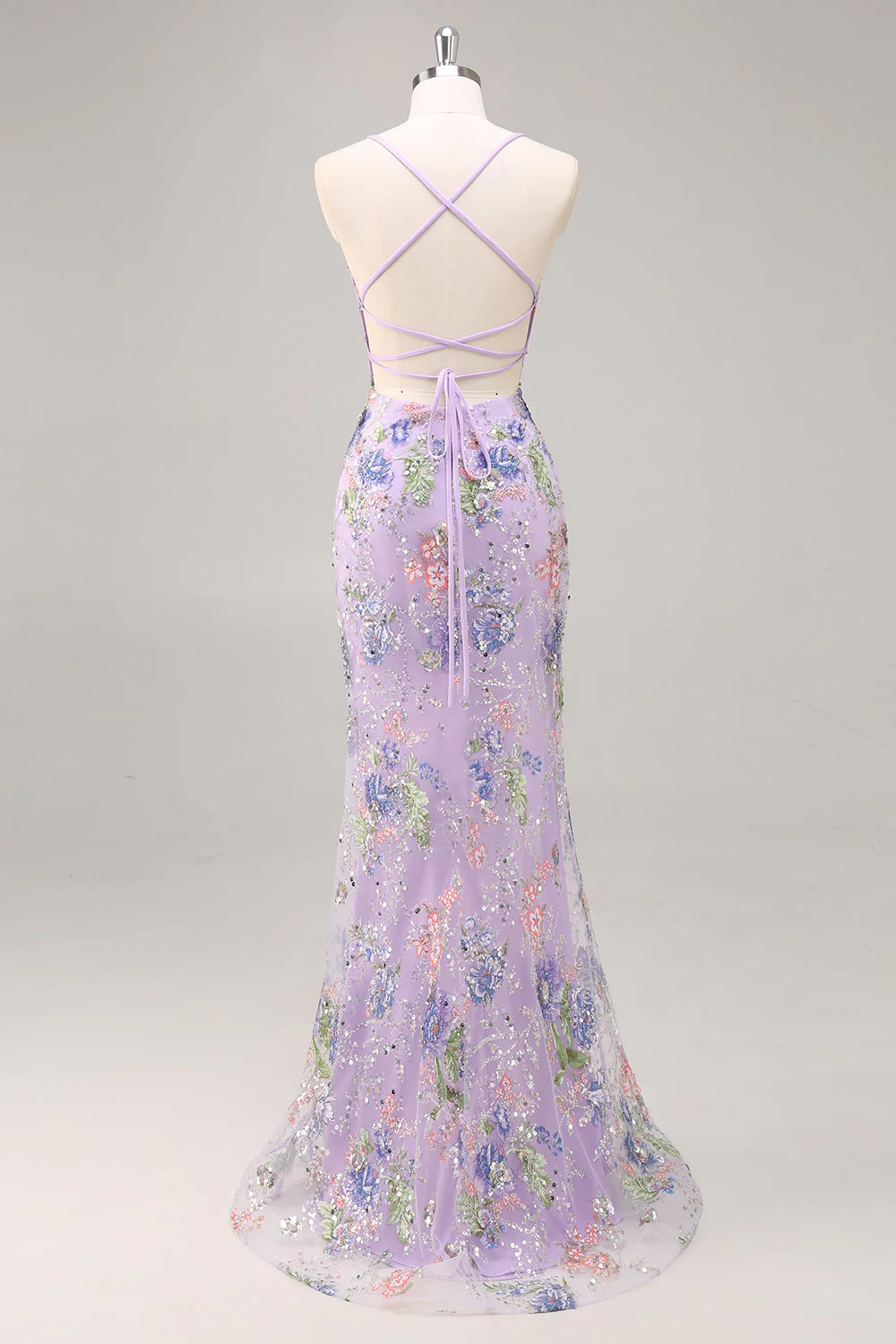 Robe de soirée sirène noire à sequins et bretelles fines avec appliques - Image 21