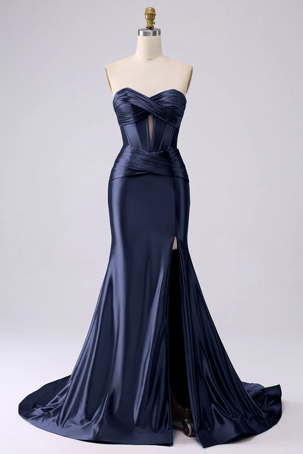Robe de soirée corset fuchsia sirène scintillante avec fente - Image 9