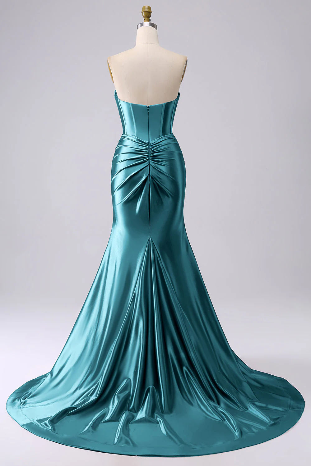 Robe de soirée corset fuchsia sirène scintillante avec fente - Image 20