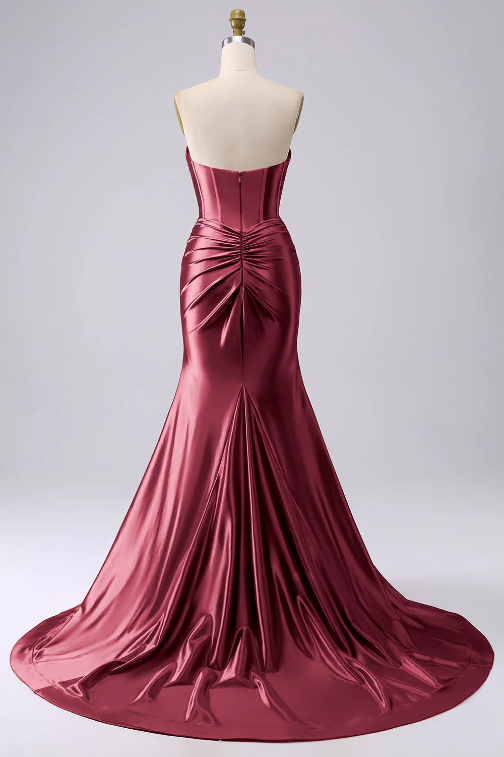 Robe de soirée corset fuchsia sirène scintillante avec fente - Image 22