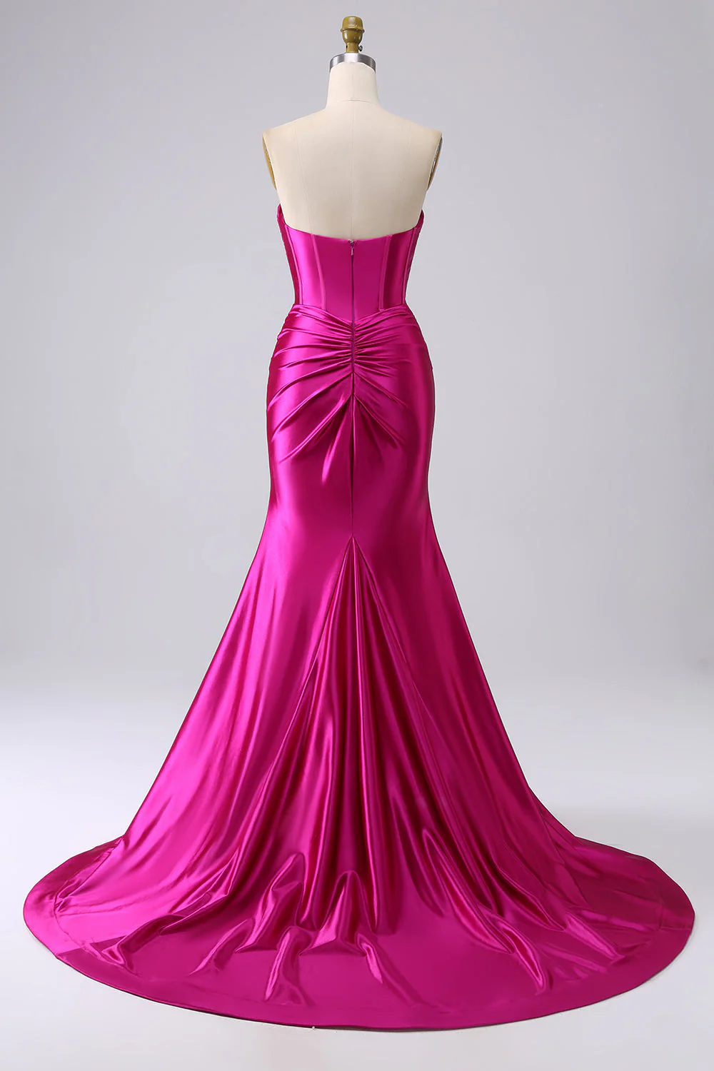 Robe de soirée corset fuchsia sirène scintillante avec fente - Image 4