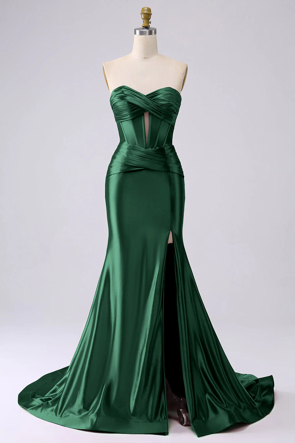 Robe de soirée corset fuchsia sirène scintillante avec fente - Image 23