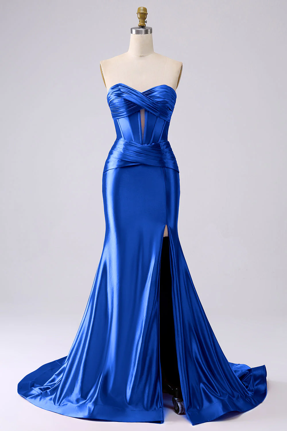 Robe de soirée corset fuchsia sirène scintillante avec fente - Image 11