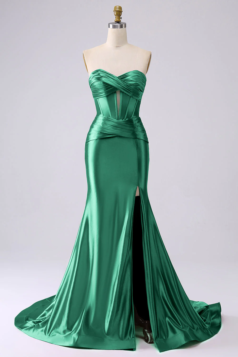 Robe de soirée corset fuchsia sirène scintillante avec fente - Image 15