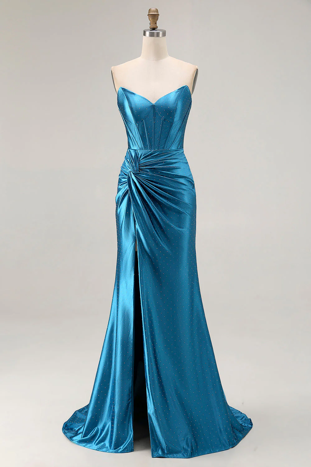 Robe de soirée longue perlée corset sirène perlée bleu royal bleu roi