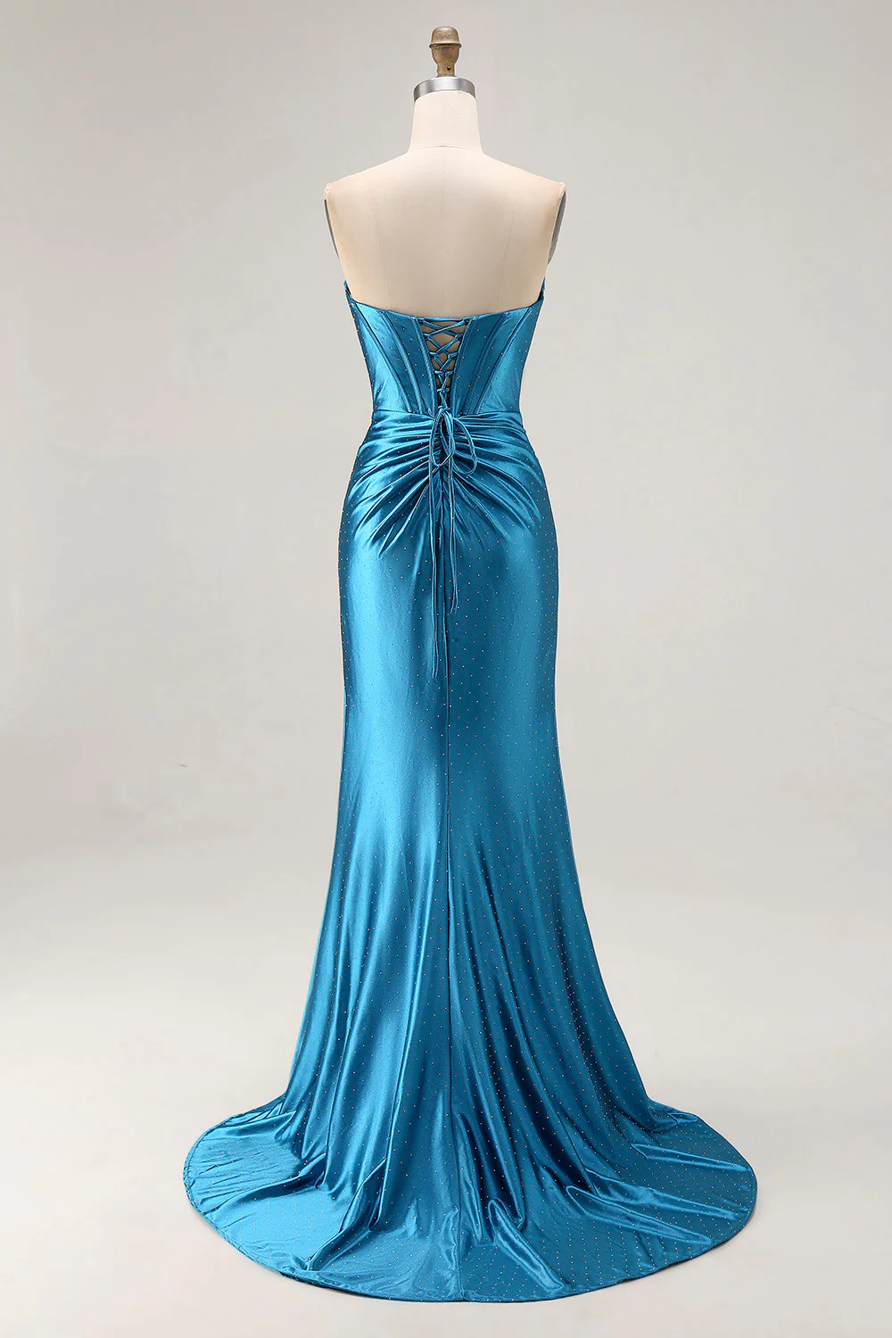 Robe de soirée longue perlée corset sirène perlée bleu royal bleu roi - Image 2