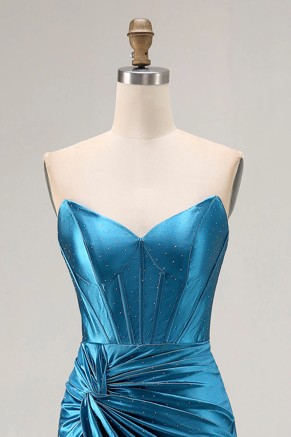 Robe de soirée longue perlée corset sirène perlée bleu royal bleu roi - Image 4