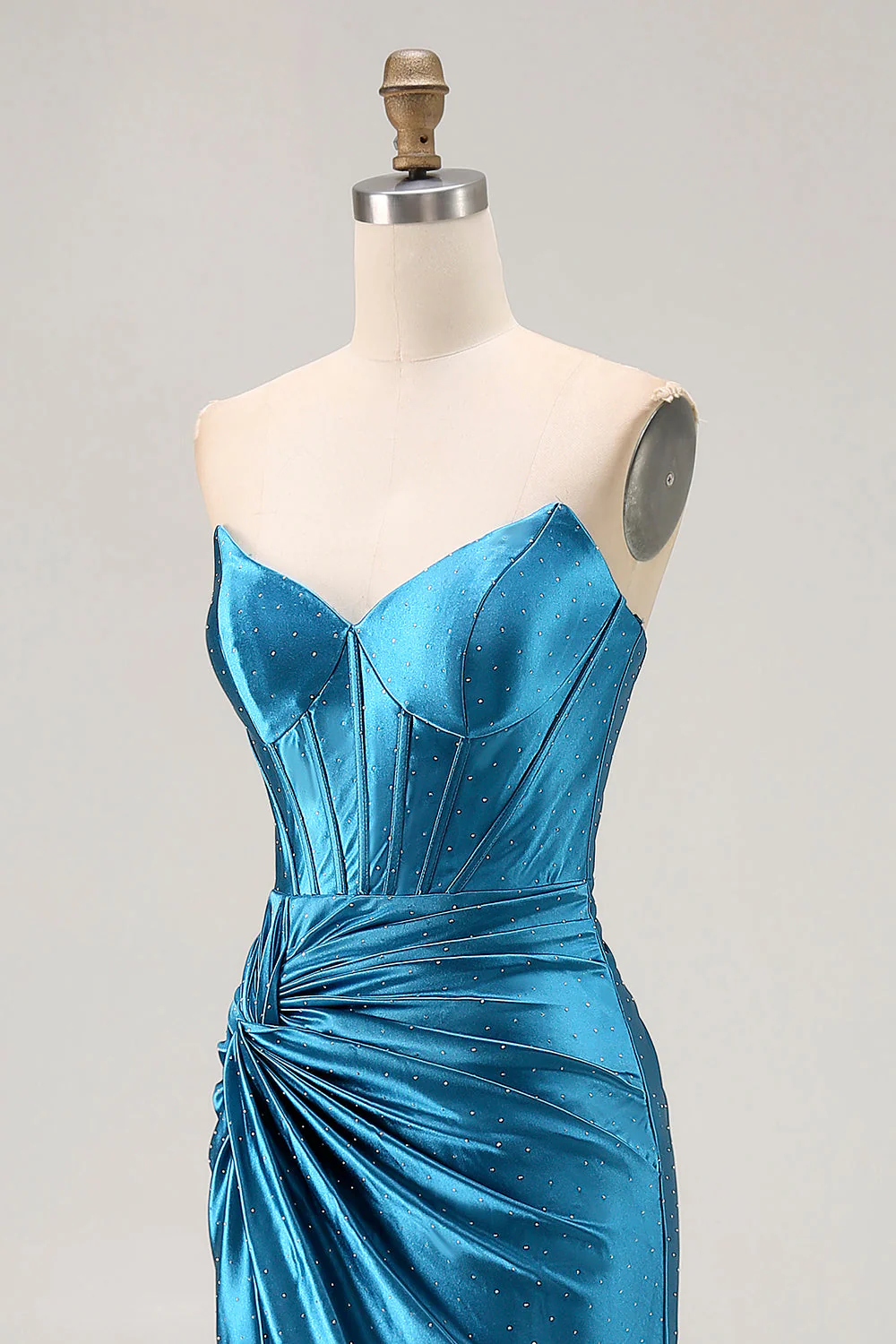 Robe de soirée longue perlée corset sirène perlée bleu royal bleu roi - Image 5