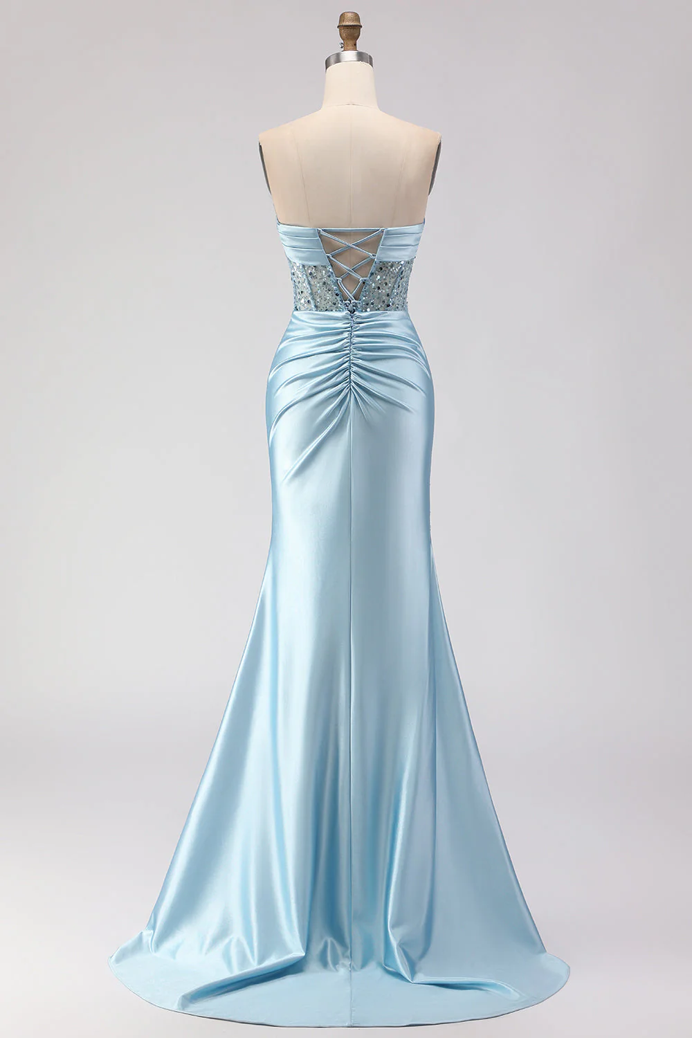 Robe de soirée sirène 3D bleue avec fente - Image 2