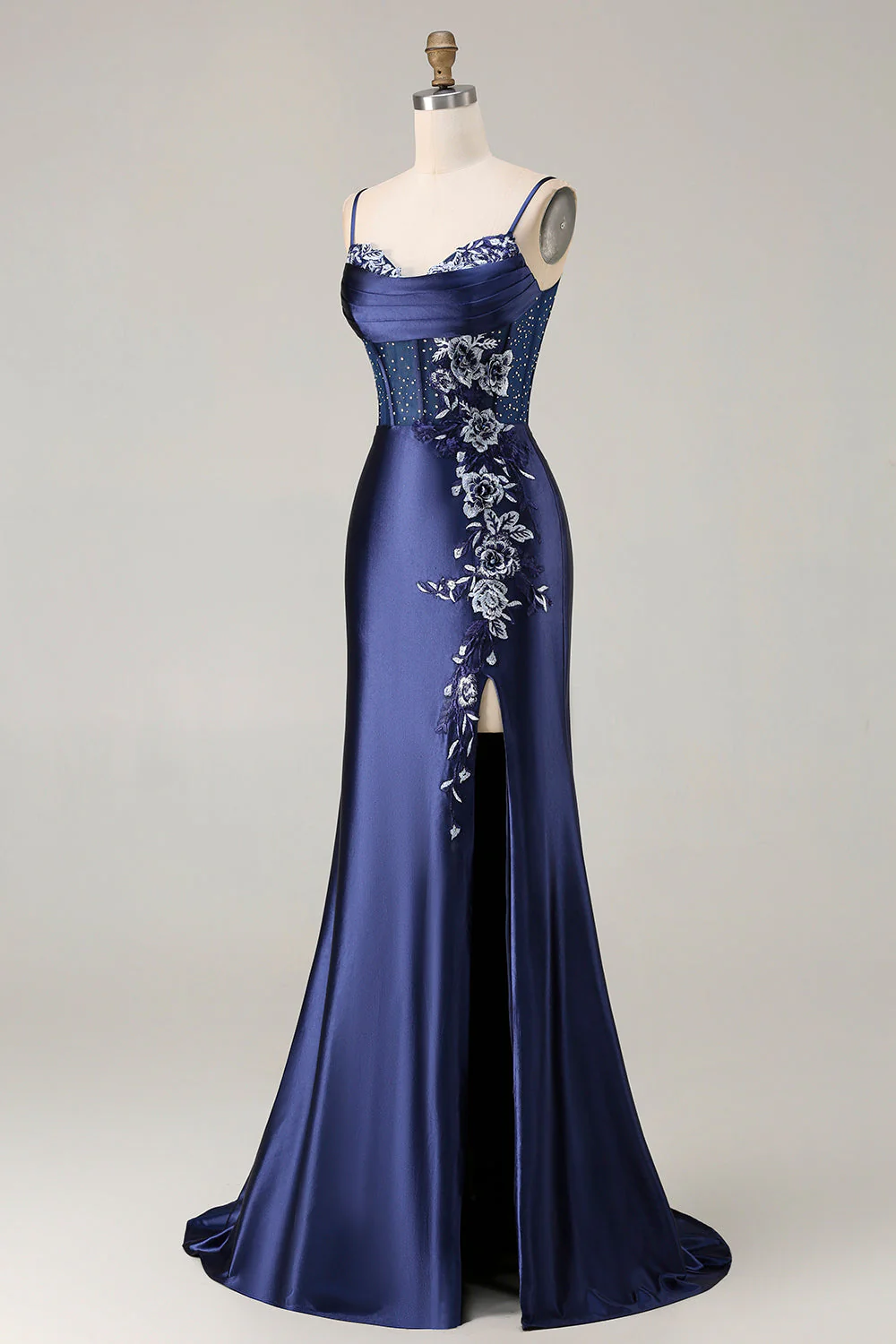 Robe de bal longue taille grande taille brodée brodée de sirène bordeaux bourgogne avec fente - Image 11