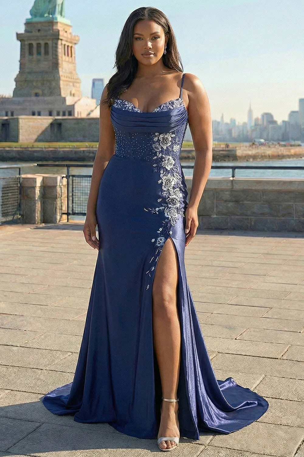 Robe de bal longue taille grande taille brodée brodée de sirène bordeaux bourgogne avec fente - Image 6