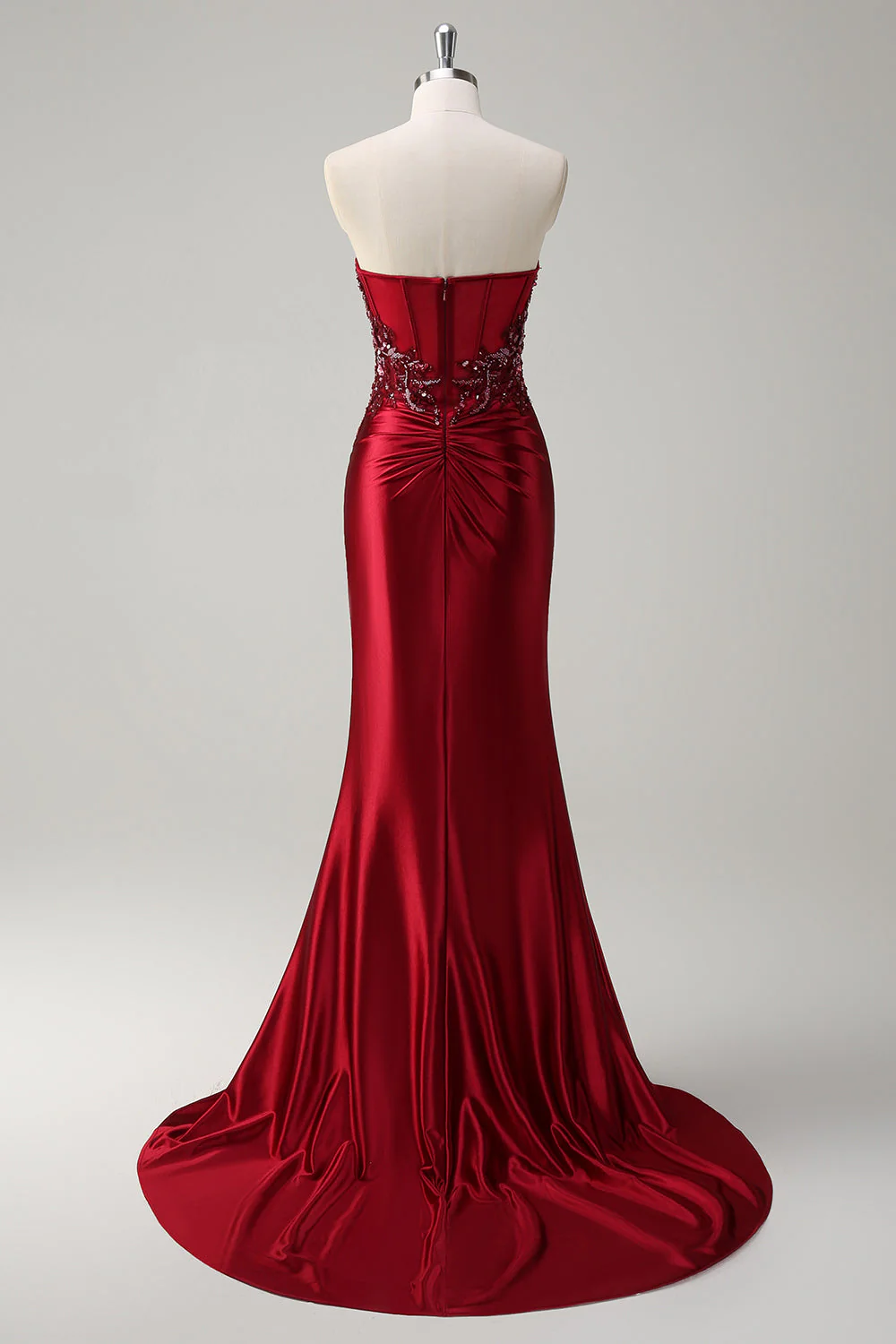 Robe de bal longue taille grande taille en sirène sans bustiers, sirène sans bretelles vert foncé - Image 8