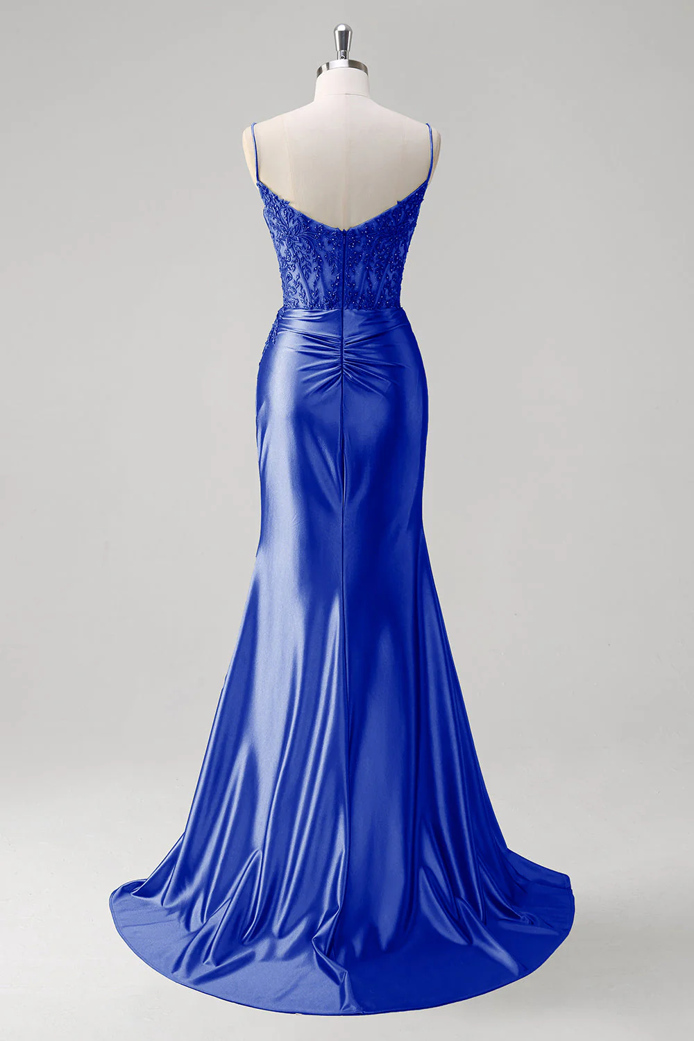 Robe De Soirée plissée à bretelles spaghetti corset vert sirène - Image 13