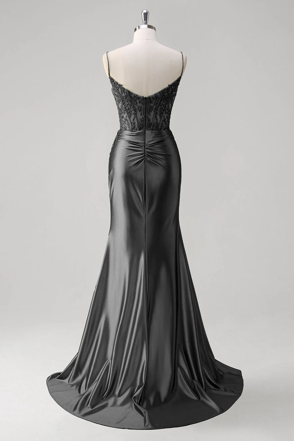 Robe De Soirée plissée à bretelles spaghetti corset vert sirène - Image 14
