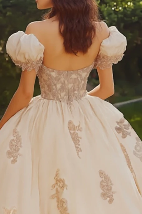 Robe de bal princesse blush épaules dénudées Tulle Quinceanera Robe avec appliques - Image 4