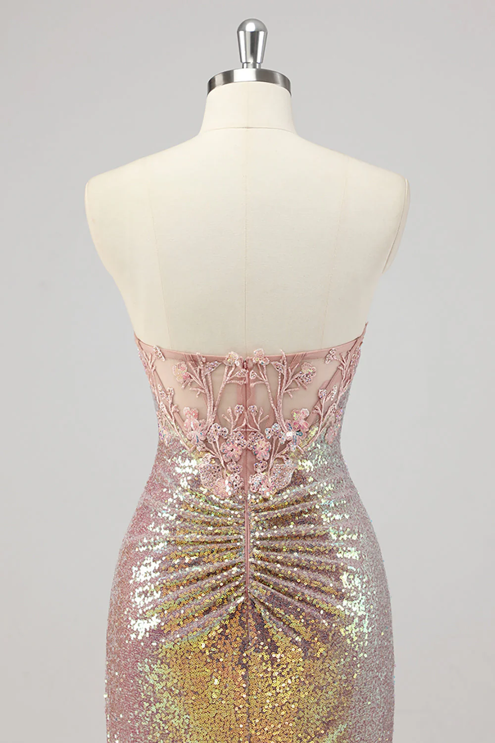 Robe de soirée sirène blush bustier sans bretelles à paillettes - Image 5