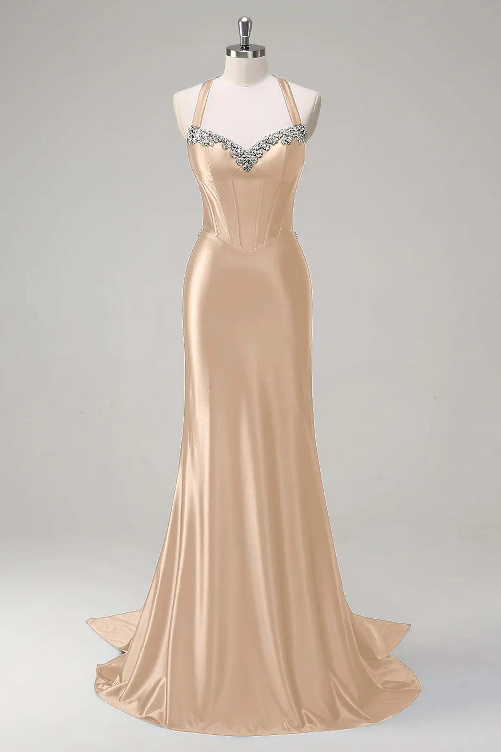 Robe de soirée scintillante vert foncé sirène dos nu corset à paillettes - Image 11