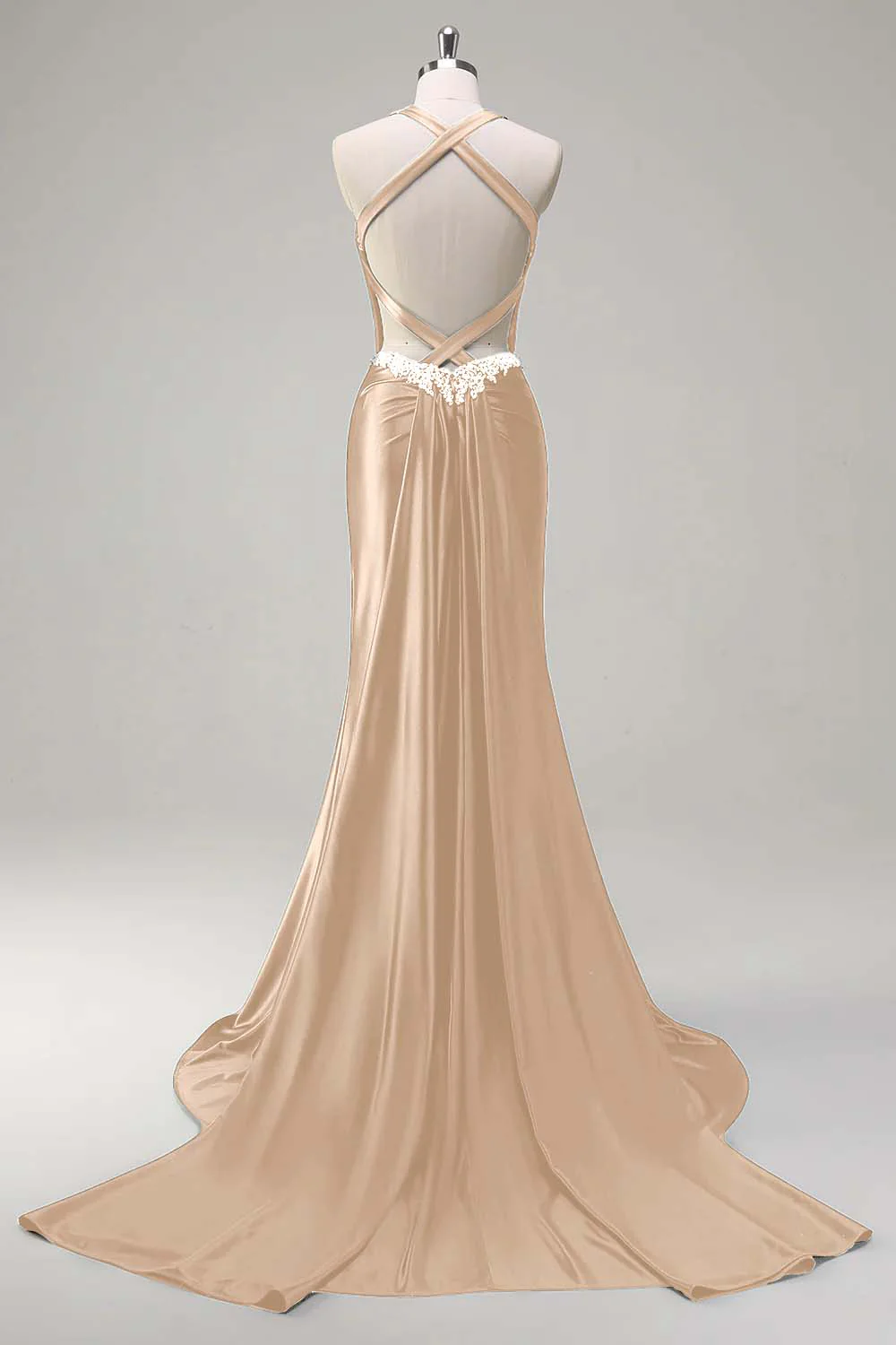 Robe de soirée scintillante vert foncé sirène dos nu corset à paillettes - Image 12
