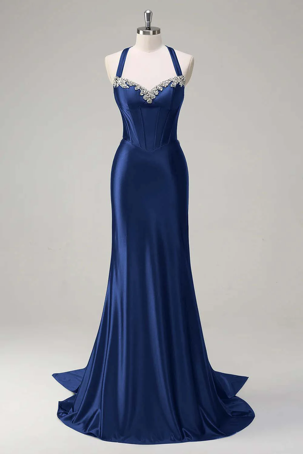Robe de soirée scintillante vert foncé sirène dos nu corset à paillettes - Image 13