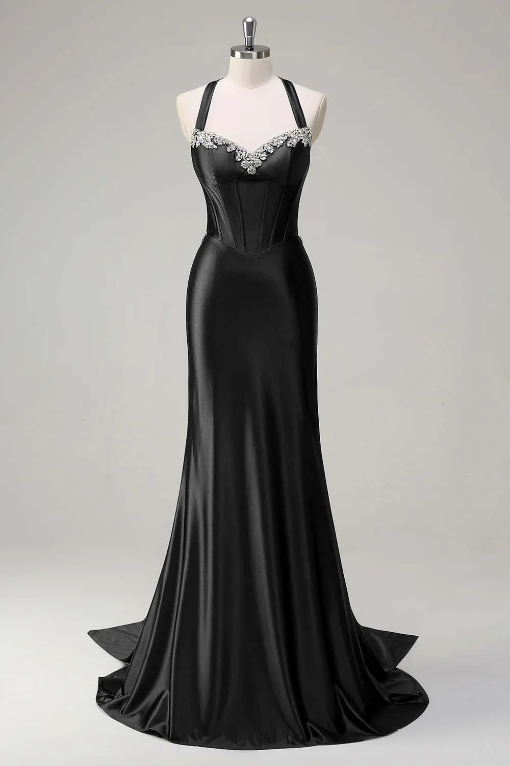 Robe de soirée scintillante vert foncé sirène dos nu corset à paillettes - Image 7