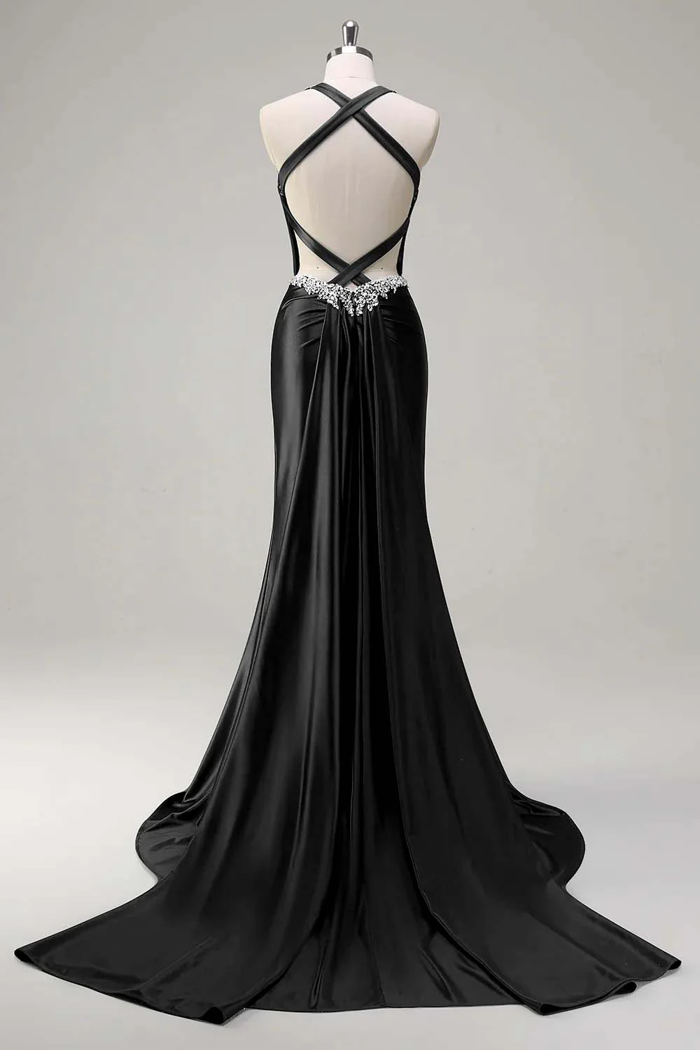 Robe de soirée scintillante vert foncé sirène dos nu corset à paillettes - Image 8