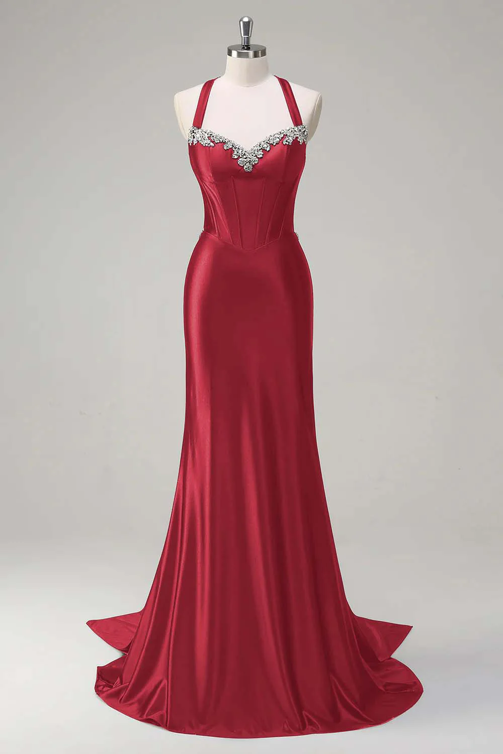 Robe de soirée scintillante vert foncé sirène dos nu corset à paillettes - Image 9