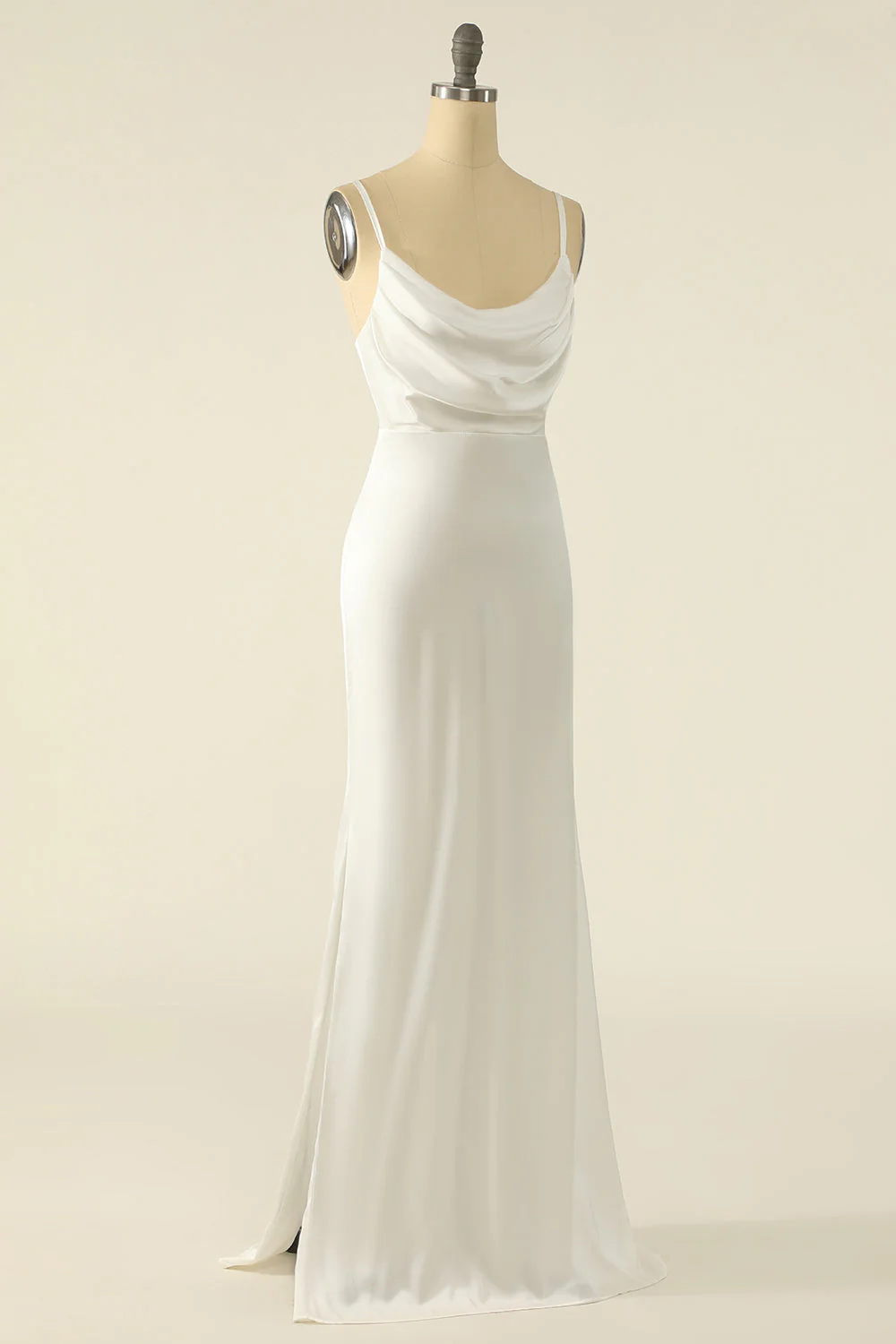 Robe de bal simple en satin ivoire - Image 3