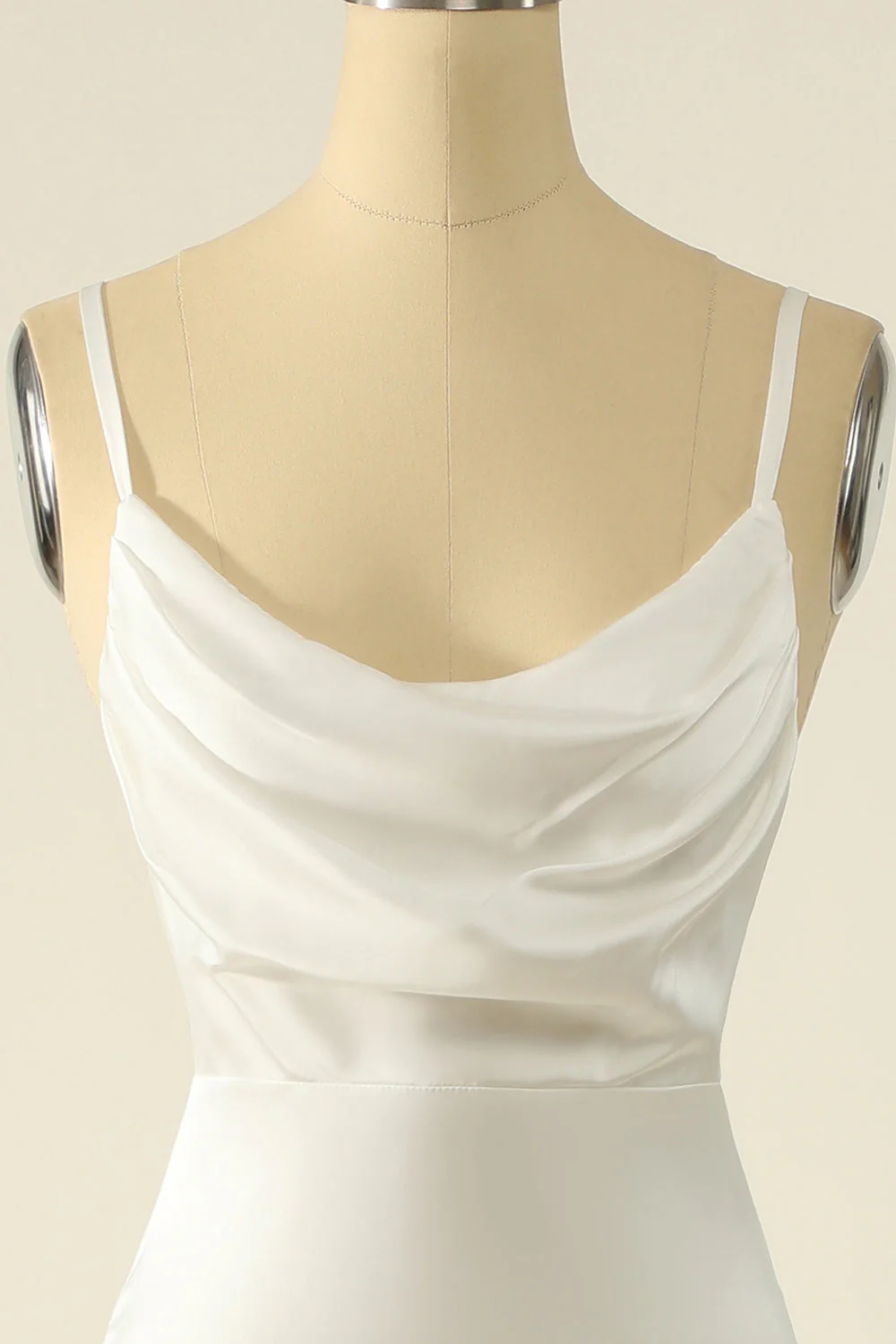 Robe de bal simple en satin ivoire - Image 4