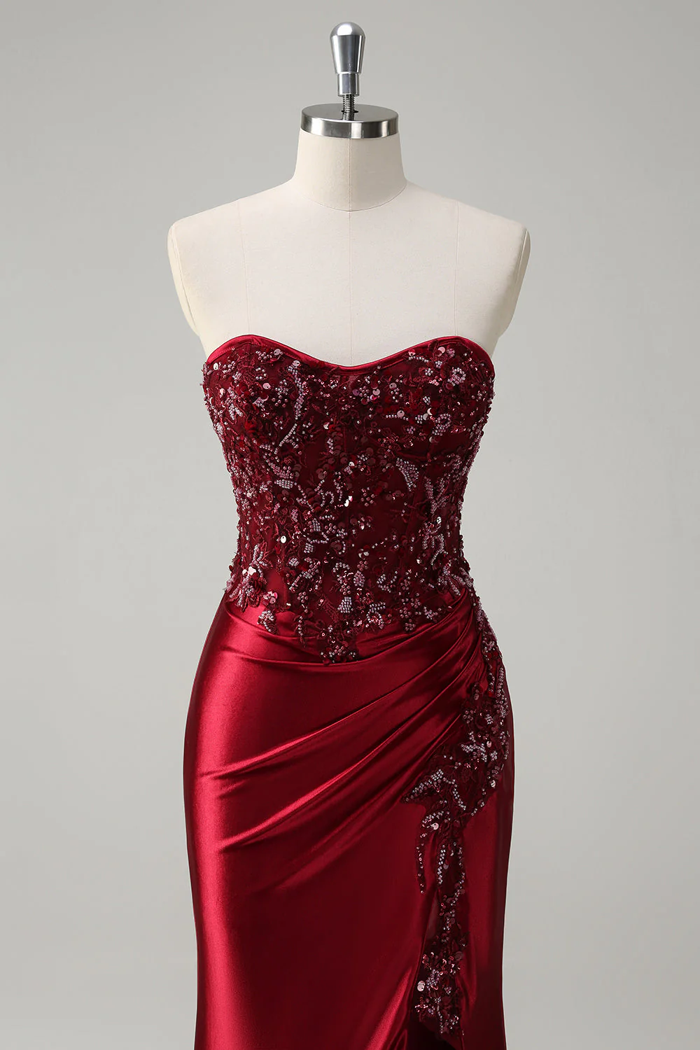 Robe de soirée sirène vert foncé à sequins avec fente - Image 11
