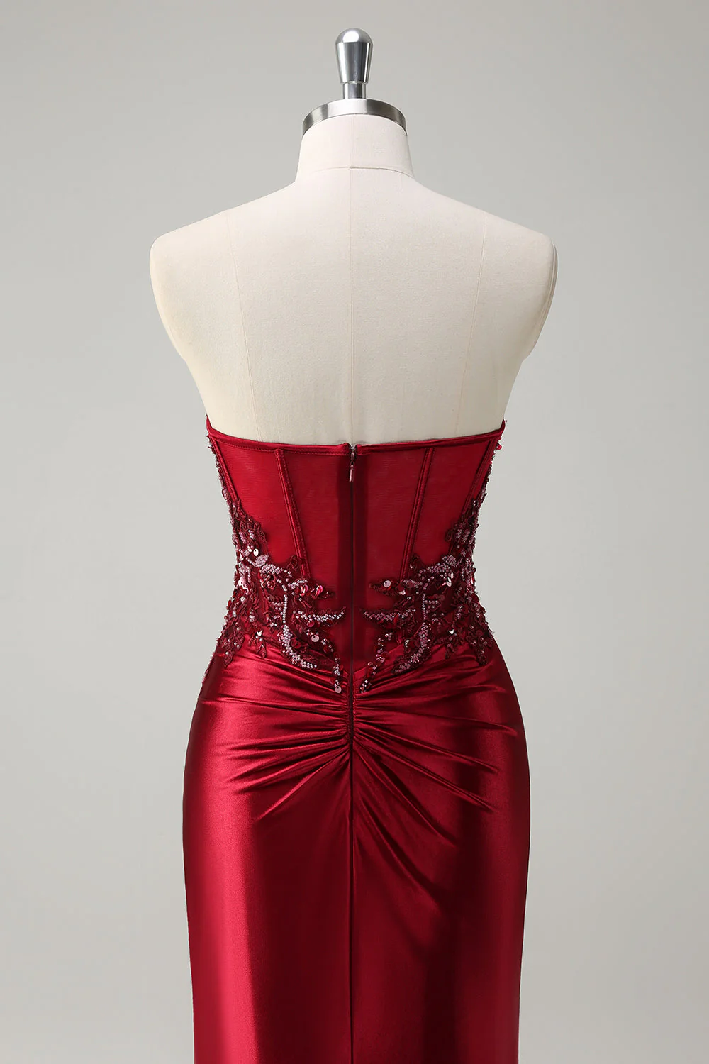 Robe de soirée sirène vert foncé à sequins avec fente - Image 12