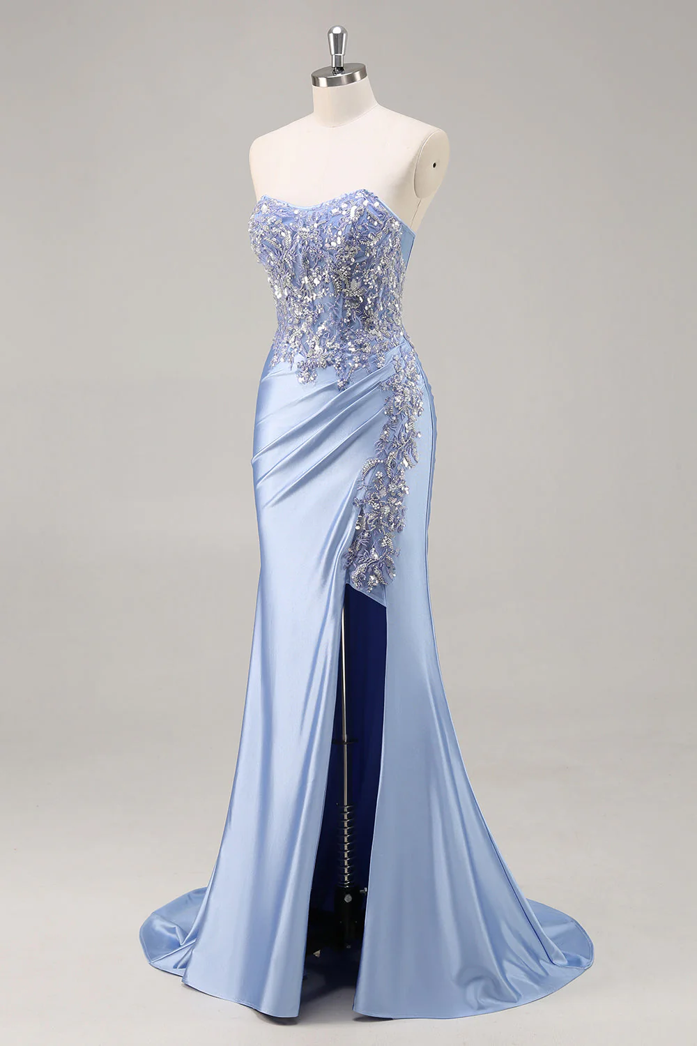 Robe de soirée sirène vert foncé à sequins avec fente - Image 17
