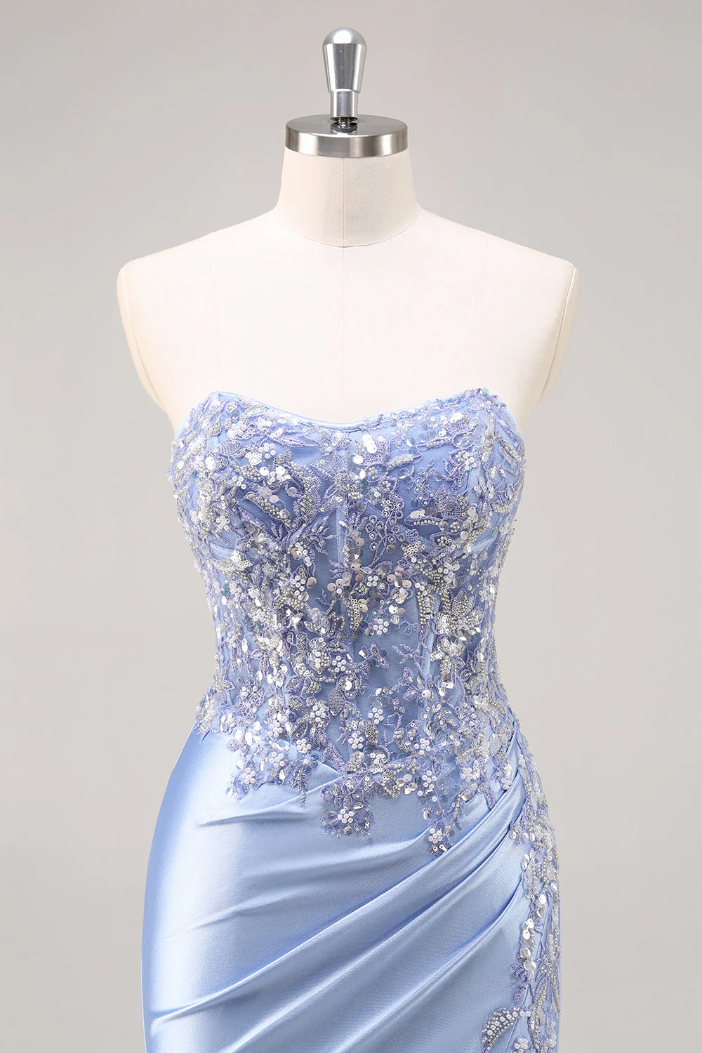 Robe de soirée sirène vert foncé à sequins avec fente - Image 18