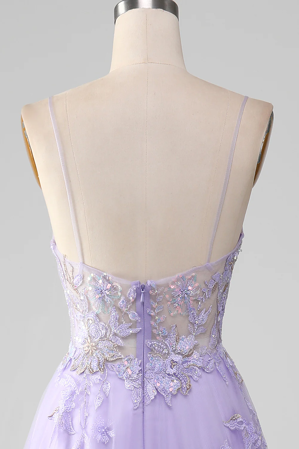 Robe de Soirée violette à paillettes trapèze avec broderie - Image 6