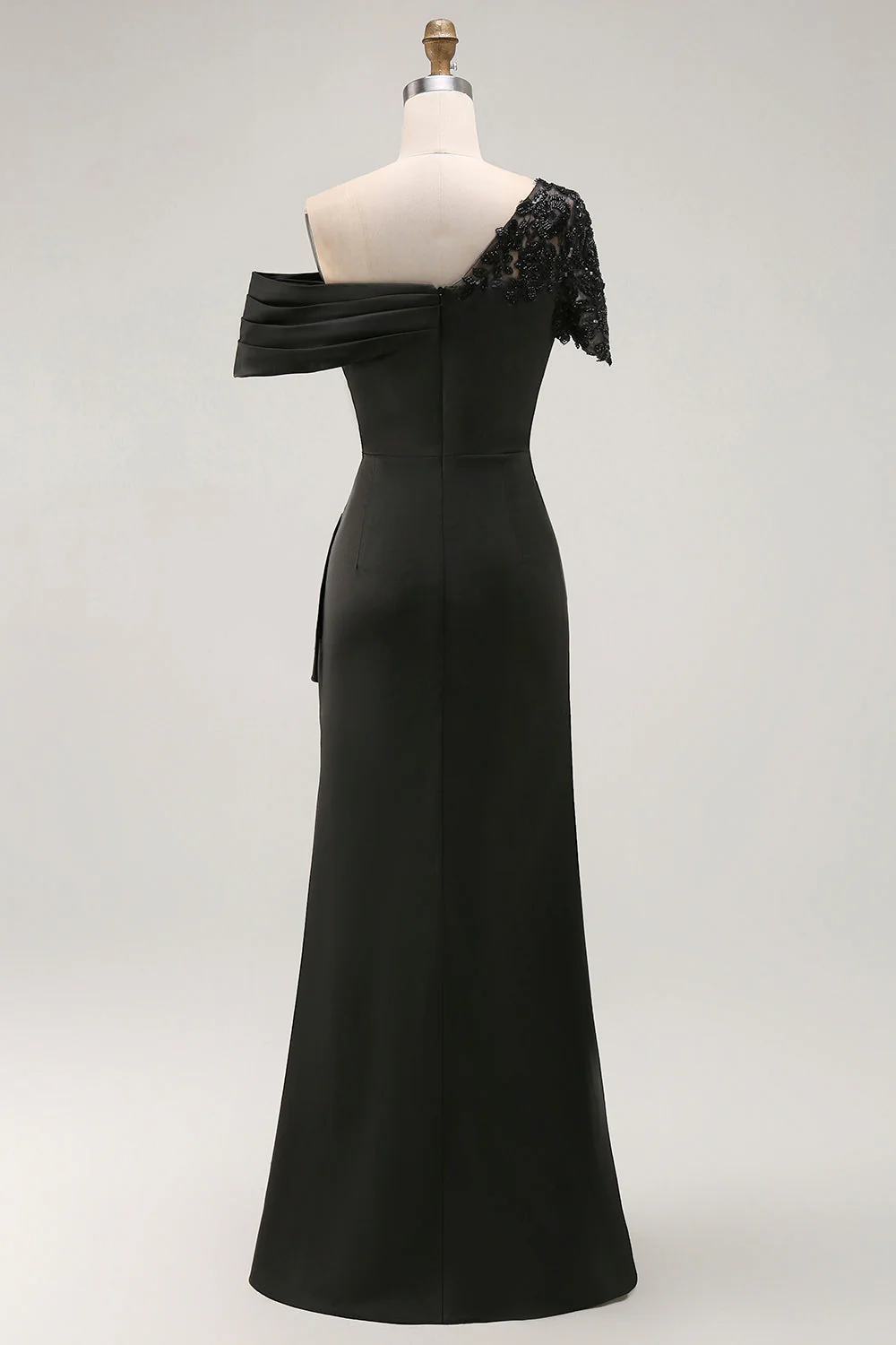 Robe mère de la mariée sirène noire asymétrique à appliques - Image 2