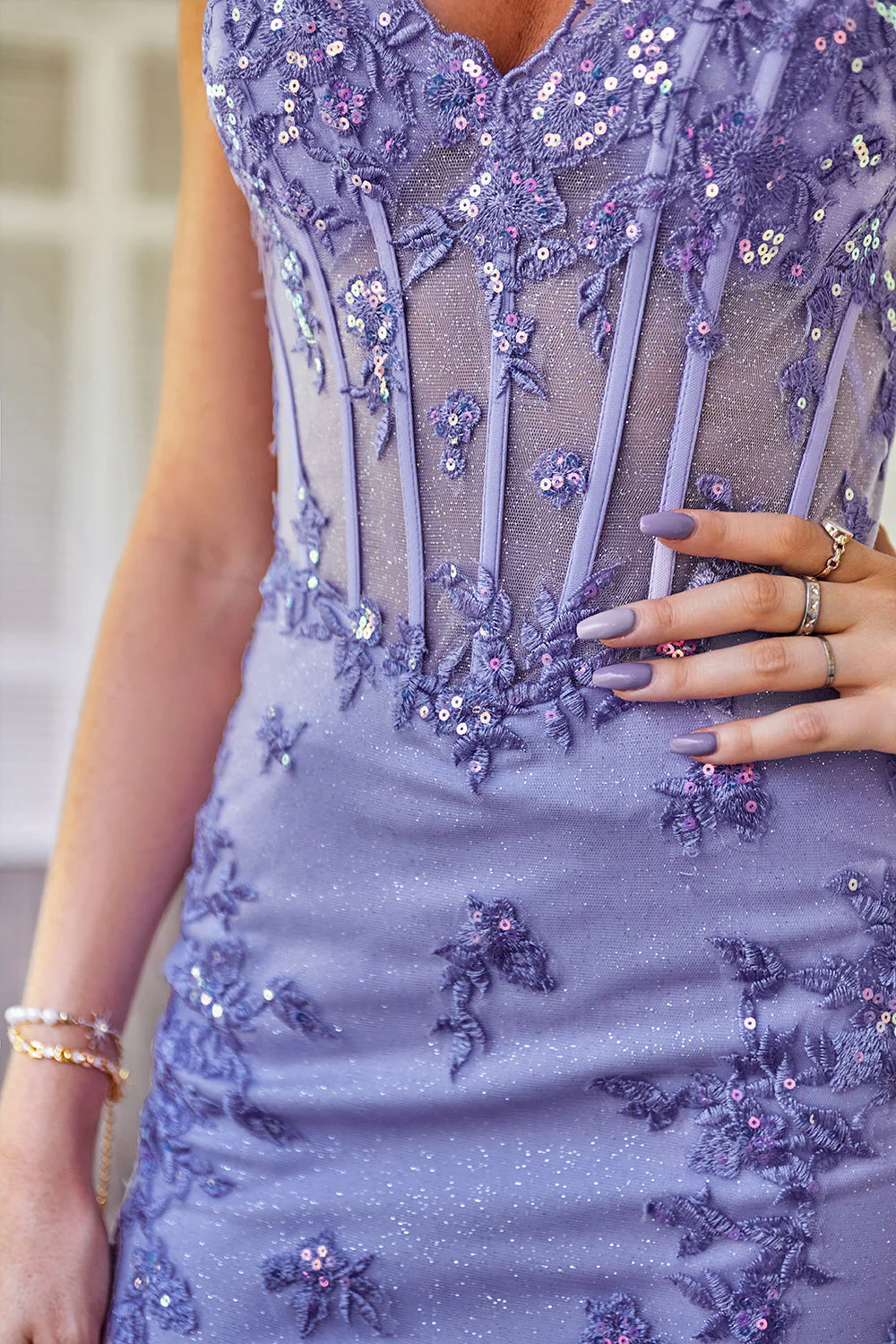 Robe de Cocktail à la maison Bleu scintillant Corset avec Appliques - Image 9