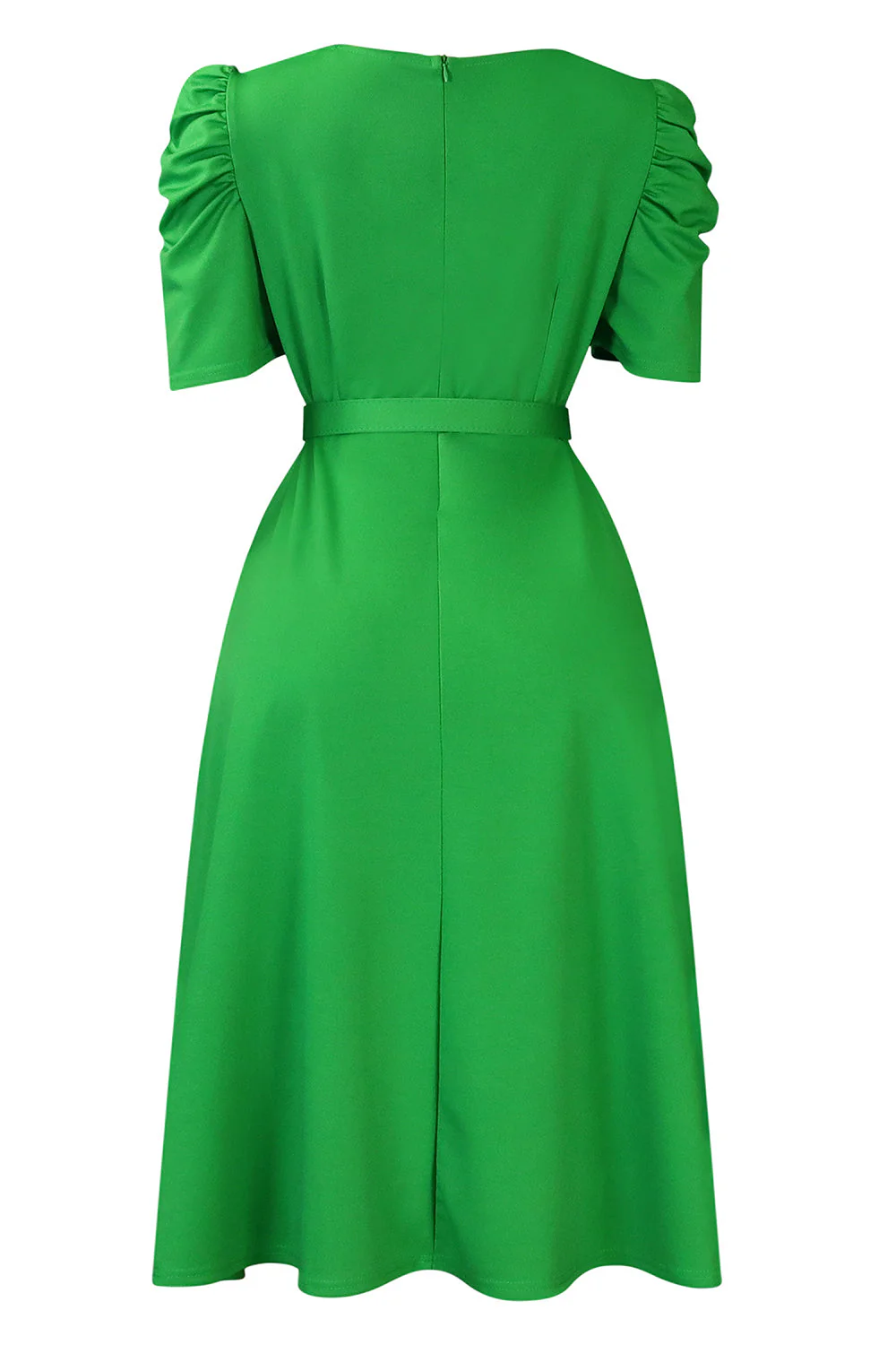 Robe de cocktail bleu royal à col en V à manches courtes avec ceinture - Image 11