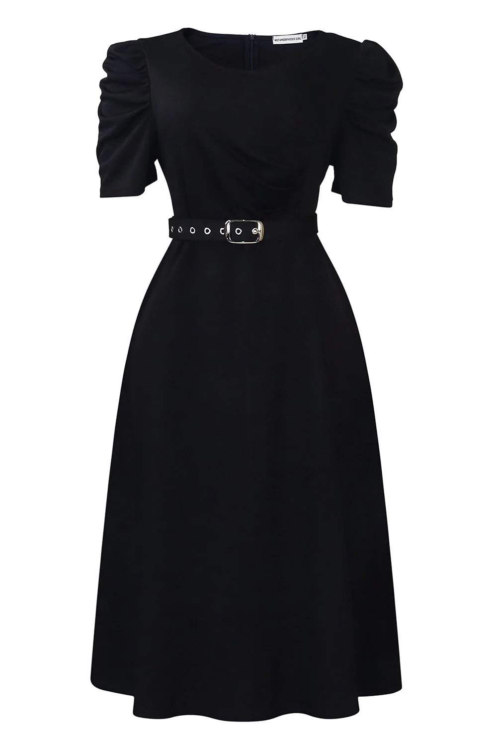 Robe de cocktail bleu royal à col en V à manches courtes avec ceinture - Image 6