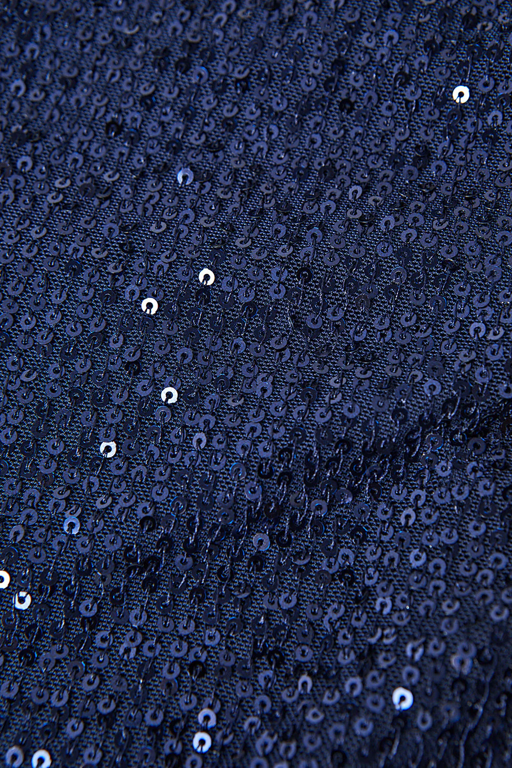 Robe de cocktail midi à sequins à col en V bleu marine avec fente - Image 6