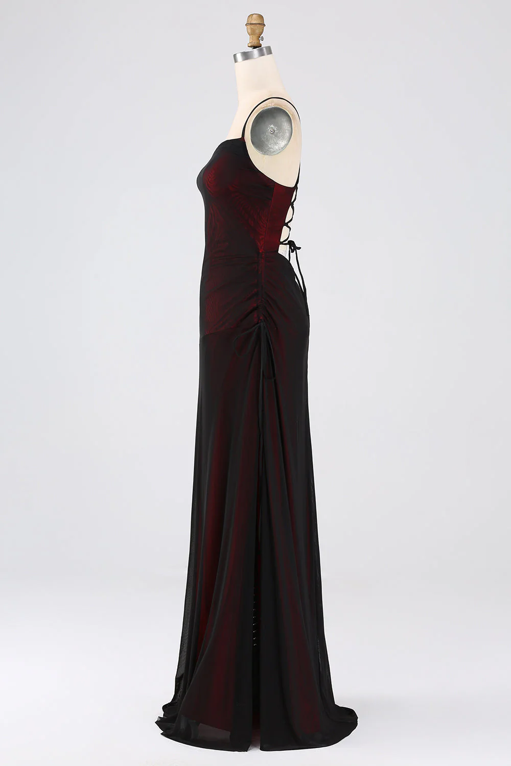 Robe de demoiselle d’honneur à bretelles spaghetti gaine avec élasticité - Image 10