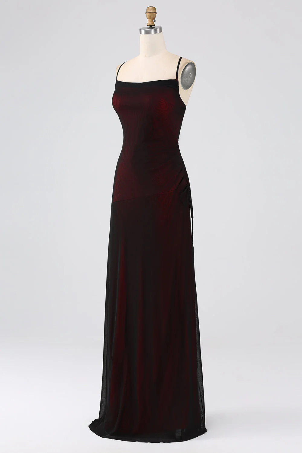 Robe de demoiselle d’honneur à bretelles spaghetti gaine avec élasticité - Image 8