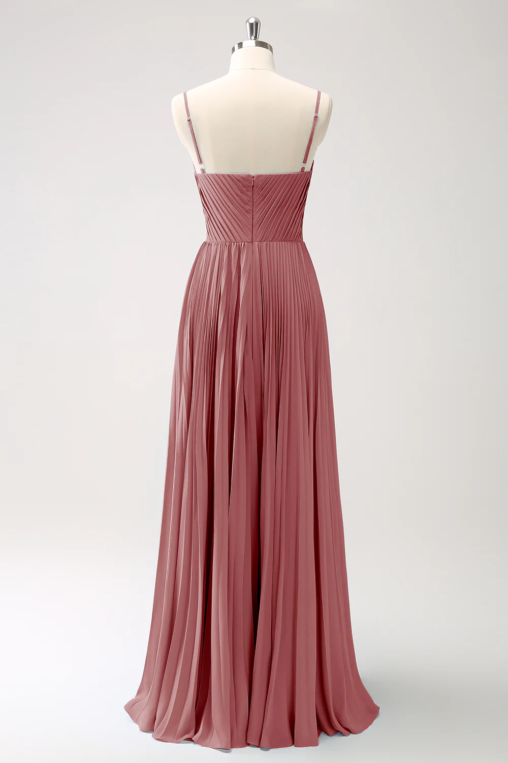 Robe de demoiselle d’honneur à bretelles spaghetti trapèze bleu paon - Image 24