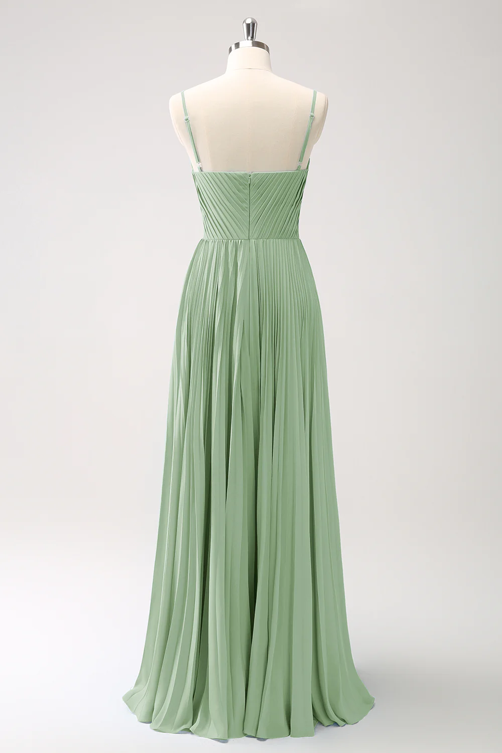 Robe de demoiselle d’honneur à bretelles spaghetti trapèze bleu paon - Image 26